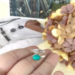 Anillo Fais Ajustable · 2 Piedras -Alvent Joyas Tienda AnilloPlumaTurquesa