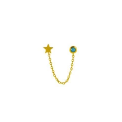 Pendiente Doble Turquesa Estrella 7 Pendiente Doble Turquesa Estrella -Alvent Joyas Tienda PENDIENTE DOBLE ESTRELLA ORO ALVENT