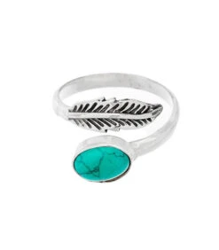 Anillo Fais Ajustable · 2 Piedras -Alvent Joyas Tienda anillo plata ajustable turquesa pluma 10 x 7mm