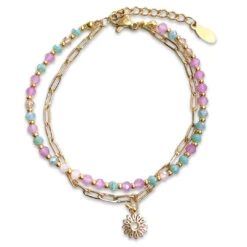 Pulsera Doble Margaret · 3 Colores -Alvent Joyas Tienda pulsera doble rosa